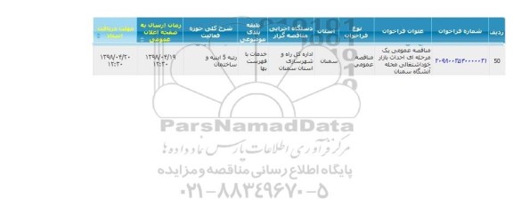 مناقصه, مناقصه احداث بازار خود اشتغالی محله آتشگاه 