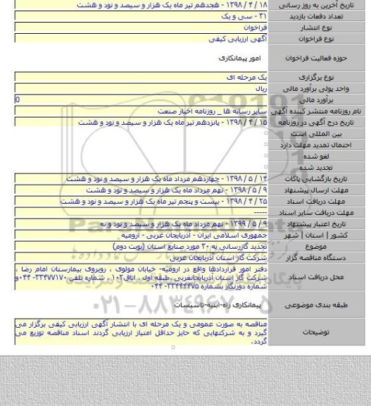 تجدید گازرسانی به ۳۰ مورد صنایع استان (نوبت دوم)