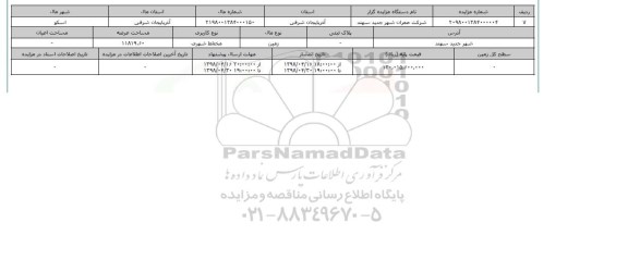 مزایده زمین مختلط شهری