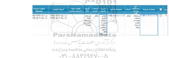 مزایده مزایده فروش خودرو سواری پراید