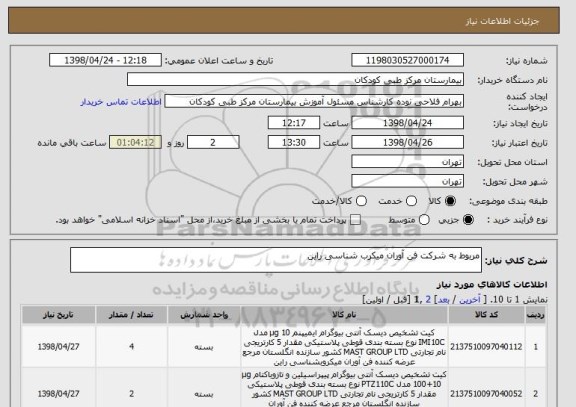 استعلام مربوط به شرکت فن آوران میکرب شناسی راین