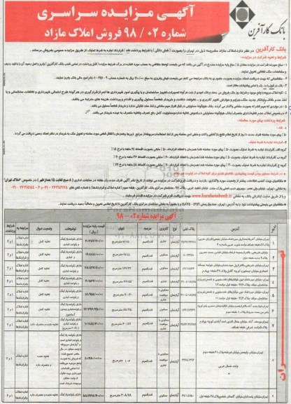 آگهی مزایده مزایده فروش املاک مازاد کاربری اداری و مسکونی 