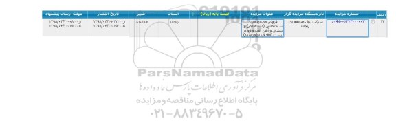 مزایده, مزایده فروش مصالح مازاد ساختمانی (ماسه - آجر) و نبشی و آهن آلات