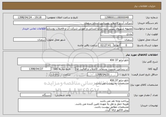 استعلام تابلو درایو 37 KW 