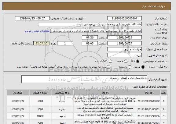 استعلام درخواست ویال . آمپول  . اسپری 