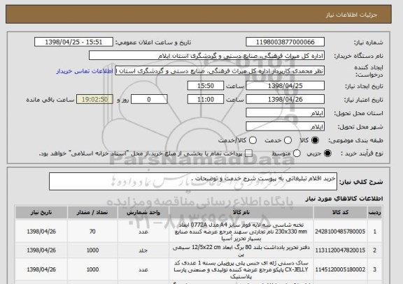 استعلام خرید اقلام تبلیغاتی به پیوست شرح خدمت و توضیحات .