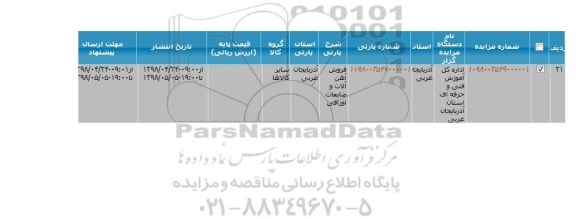 مزایده فروش آهن آلات و ضایعات اوراقی