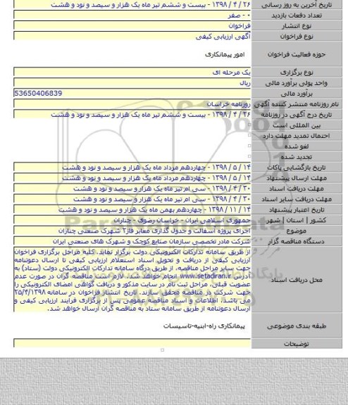 اجرای پروژه آسفالت و جدول گذاری معابر فاز۲ شهرک صنعتی چناران
