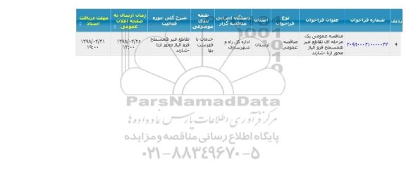 مناقصه, مناقصه تقاطع غیرهمسطح فرو آلیاژ 