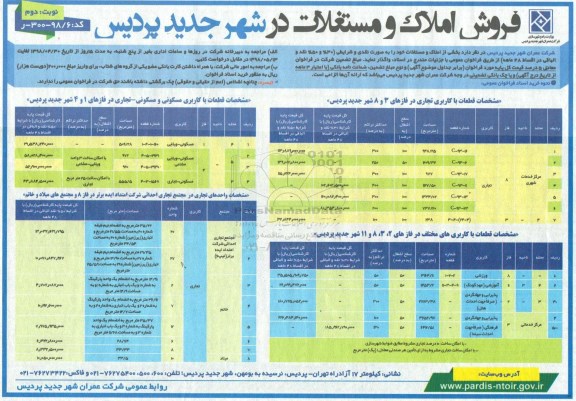 مزایده مزایده فروش املاک و مستغلات به صورت نقدی نوبت دوم 
