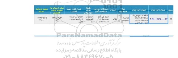 مناقصه، مناقصه احداث ساختمان اداری بهزیستی ماژین 