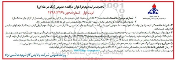 تجدید فراخوان اجرای عملیات کندن ، دپو، خردسازی و بارگیری به کامیون