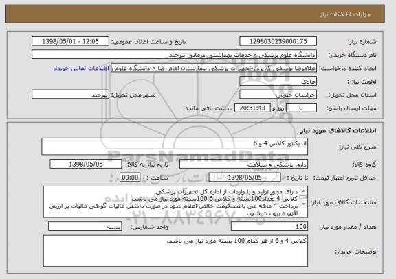 استعلام اندیکاتور کلاس 4 و 6
