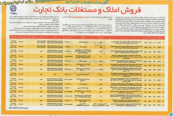 مزایده مزایده فروش املاک و مستغلات