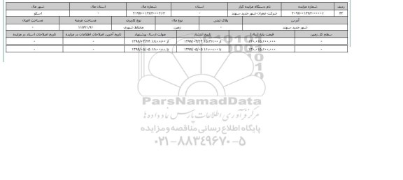 مزایده زمین مختلط شهری عرصه 11891.96
