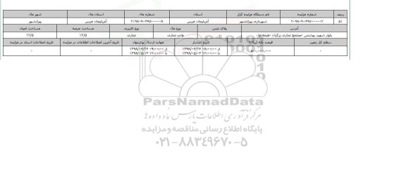 مزایده  واحد تجاری عرصه 12.5