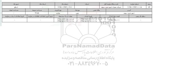مزایده زمین تجاری عرصه 32.88