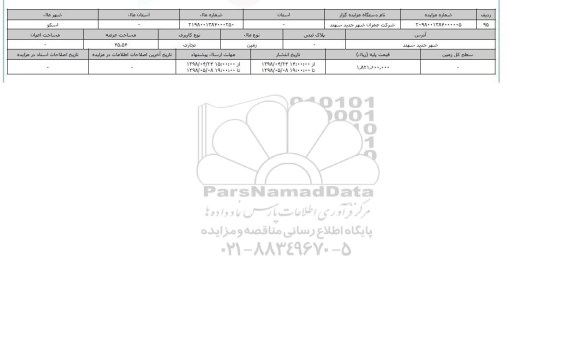 مزایده زمین تجاری عرصه 45.54