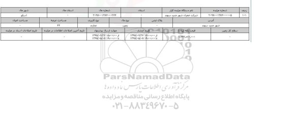 مزایده زمین تجاری عرصه 44