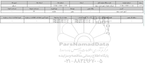 مزایده زمین تجاری عرصه 44