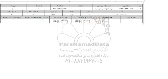مزایده زمین تجاری عرصه 44