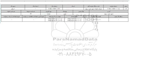مزایده زمین تجاری عرصه 44