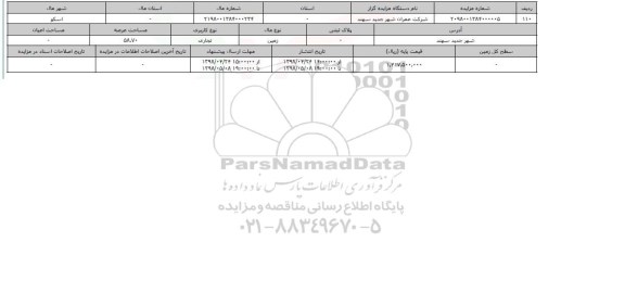 مزایده زمین تجاری عرصه 58.70