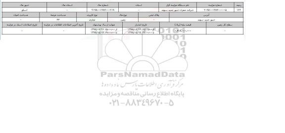 مزایده زمین تجاری عرصه 44