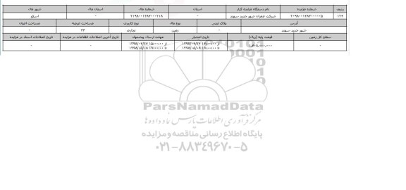 مزایده زمین تجاری عرصه 44