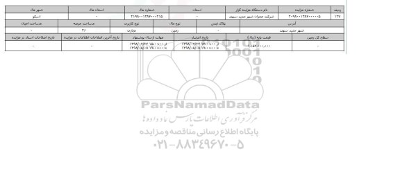 مزایده زمین تجاری عرصه 36