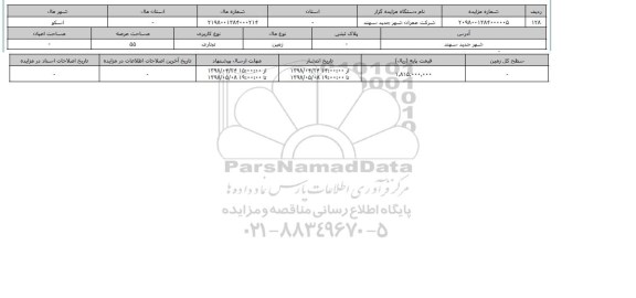 مزایده زمین تجاری عرصه 55