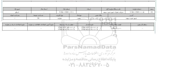 مزایده زمین تجاری عرصه 28