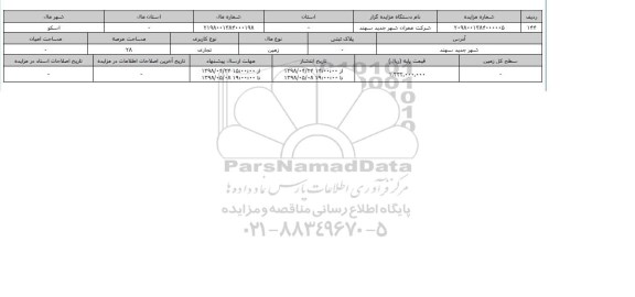 مزایده زمین تجاری عرصه 28
