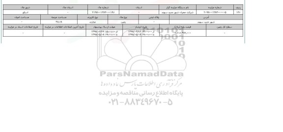 مزایده زمین تجاری عرصه 37.68