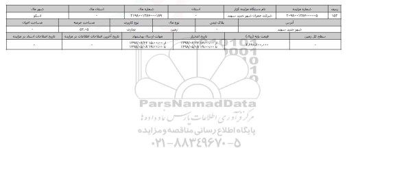 مزایده زمین تجاری عرصه 52.05