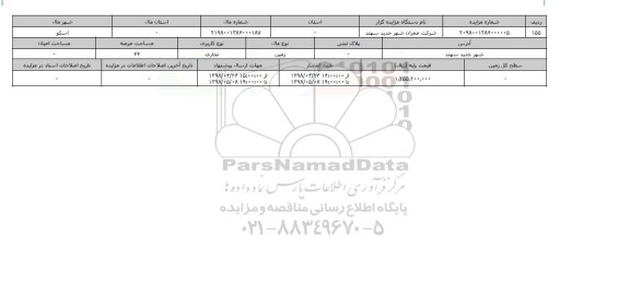 مزایده زمین تجاری عرصه 44