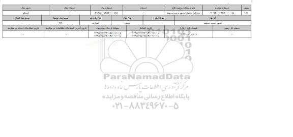 مزایده مزایده زمین تجاری عرصه 48