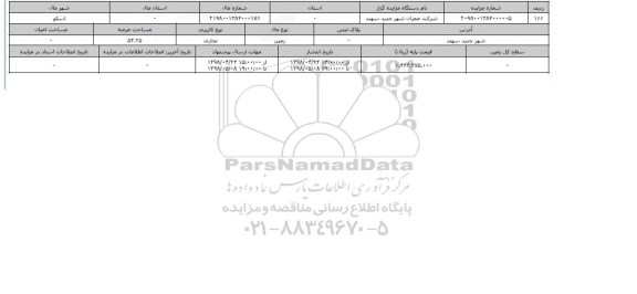 مزایده مزایده زمین تجاری عرصه 53.25