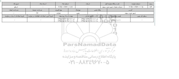 مزایده مزایده زمین تجاری عرصه 34