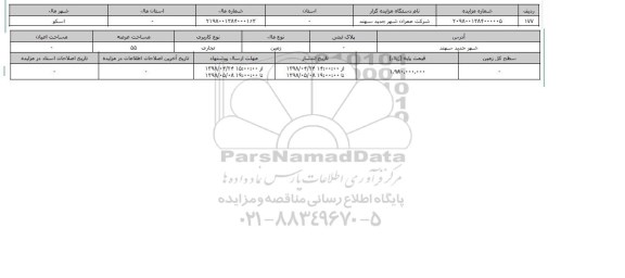 مزایده زمین تجاری عرصه 55