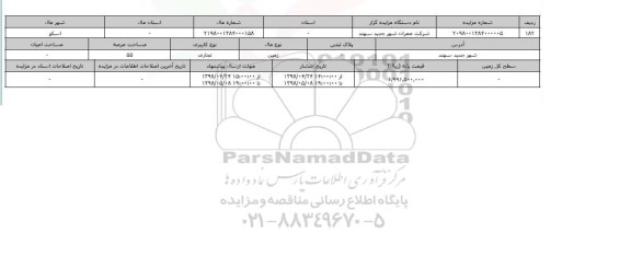 مزایده مزایده زمین تجاری عرصه 55