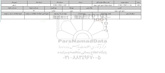 مزایده مزایده زمین تجاری عرصه 44