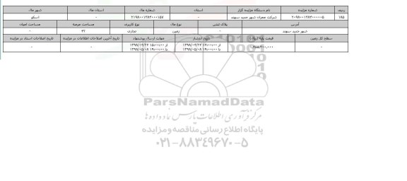 مزایده مزایده زمین تجاری عرصه 42