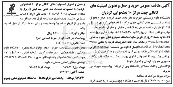 مناقصه عمومی , مناقصه خرید و حمل و تحویل اسپلیت های کانالی - نوبت دوم