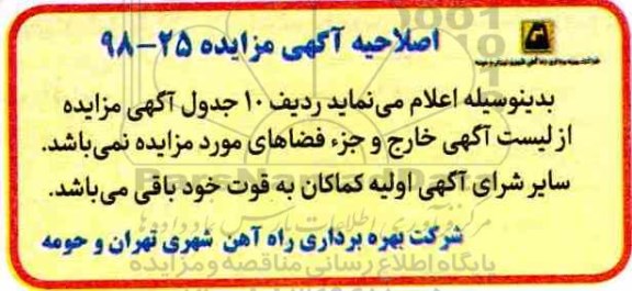 اصلاحیه مزایده ، مزایده ارایه مجوز بهرهبرداری از فضاهای تجاری
