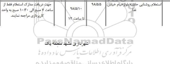 استعلام   روشنایی حاشیه بلوار