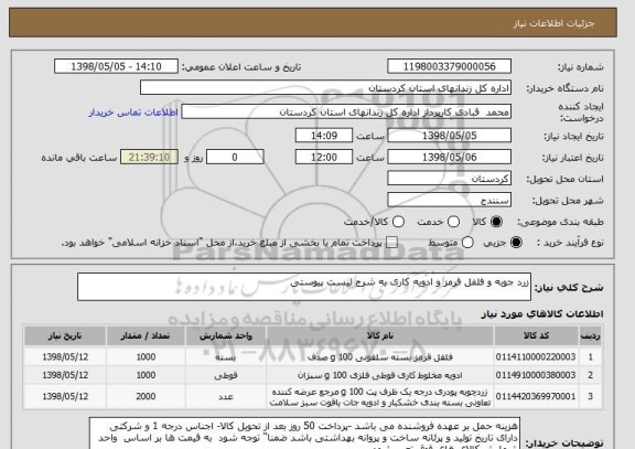 استعلام زرد جوبه و فلفل قرمز و ادویه کاری به شرج لیست پیوستی