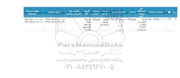 مزایده فروش خودرو
