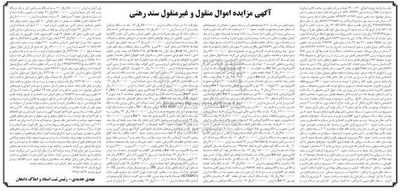مزایده ,مزایده شش دانگ پلاک ثبتی و...