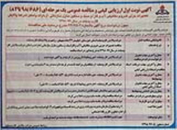 مناقصه, مناقصه تعمیرات جزئی ضروری مکانیکی (آب و گاز) و سبک و سنگین منازل سازمانی